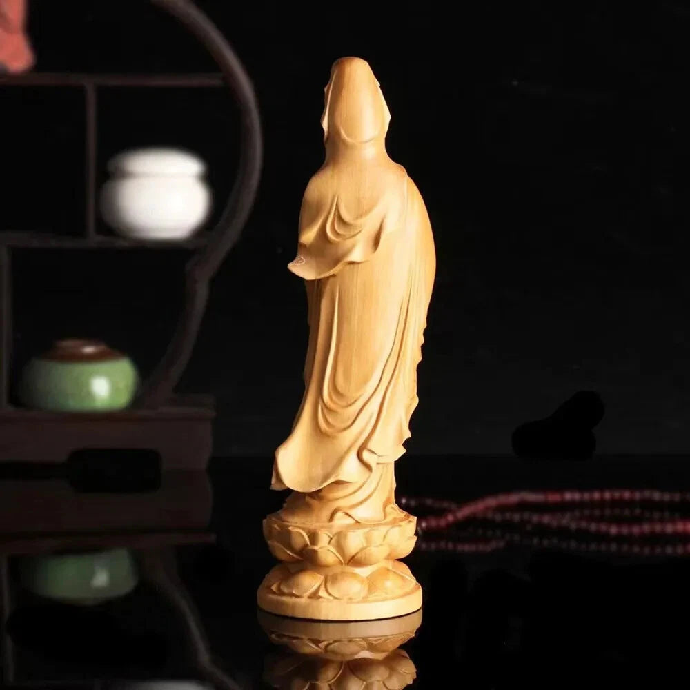Wood Carving Figurine of Avalokitesvara Buddhist Buddha Statue Aesthetic Decor 07FC0E-D4 - KOEEK