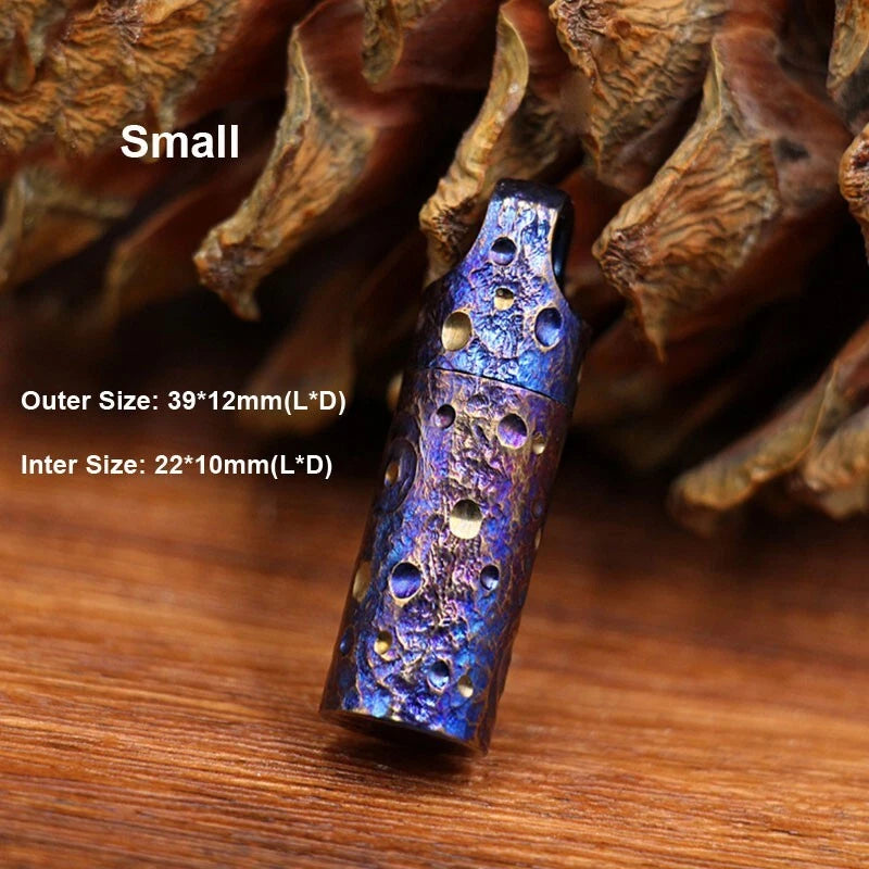 Titanium Waterproof Charm Pendant Pill Storage Container Outdoor Travel Tool 07FC0E-D4 - KOEEK