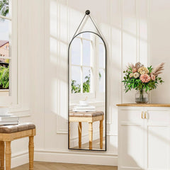 16"x48" Hanging Mirror with Leather Strap,Full Length Mirror with Aluminum Frame 07FC0E-D4 - KOEEK