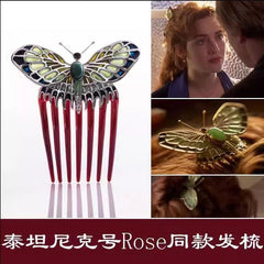 Titanic Rose Butterfly Comb Hairpin Hair Clip Handmade Accessory Prop 07FC0E-D4 - KOEEK