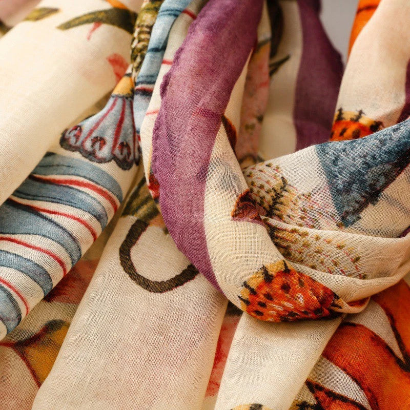 Women Tropical Floral Garden Stole Scarf Summer Spring Soft Neckerchief Shawl 07FC0E-D4 - KOEEK