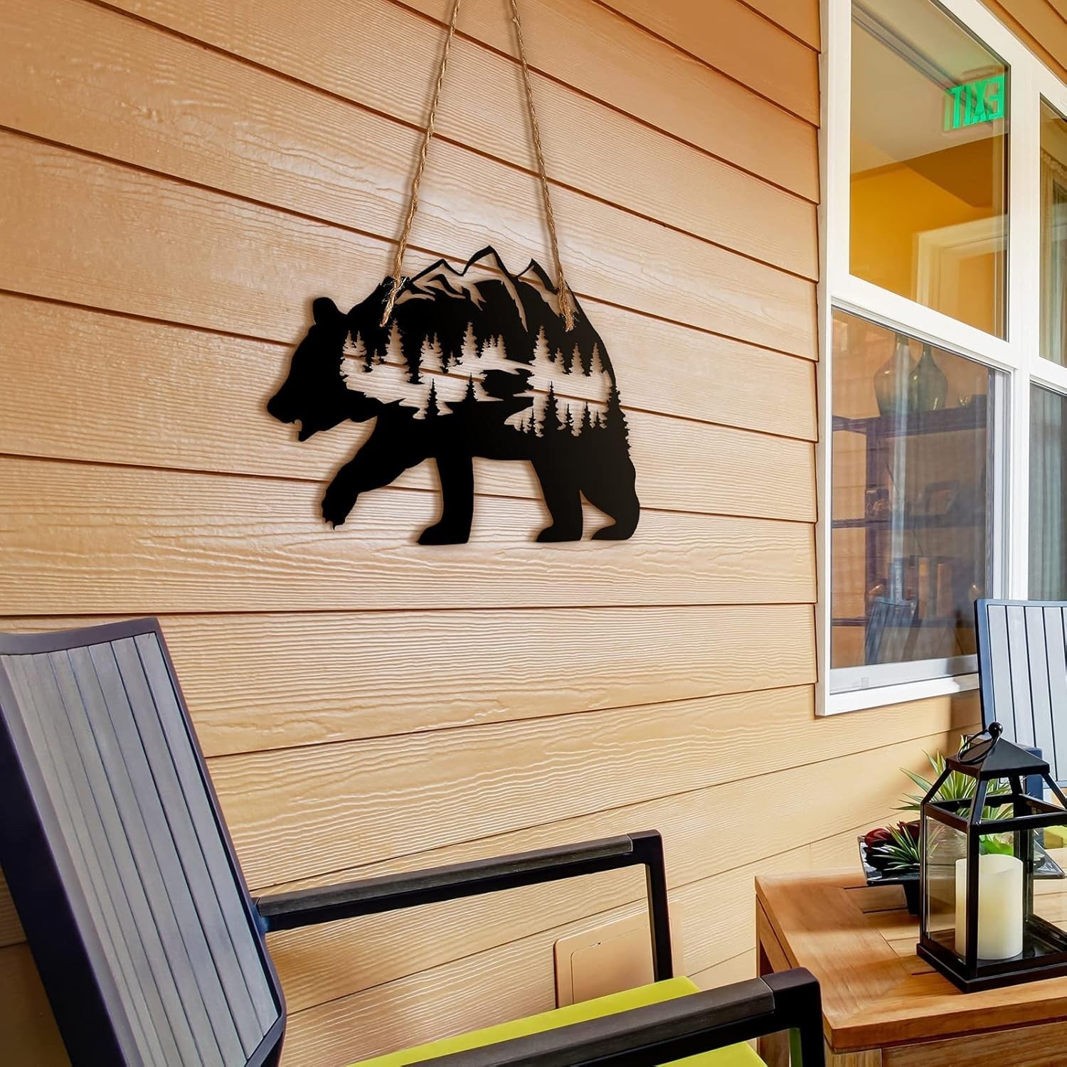 new Metal Bear Wall Art Rustic Forest Decor Wilderness Black 07FC0E-D4 - KOEEK
