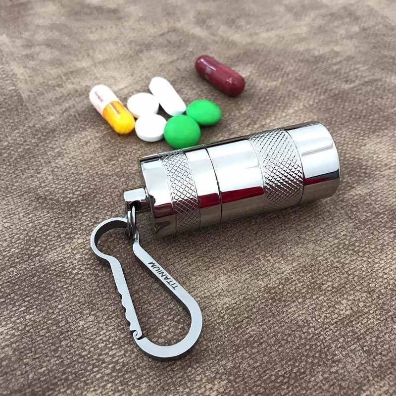 Titanium Portable Waterproof Storage Pill Case Box Capsule Seal Container Tank 07FC0E-D4 - KOEEK