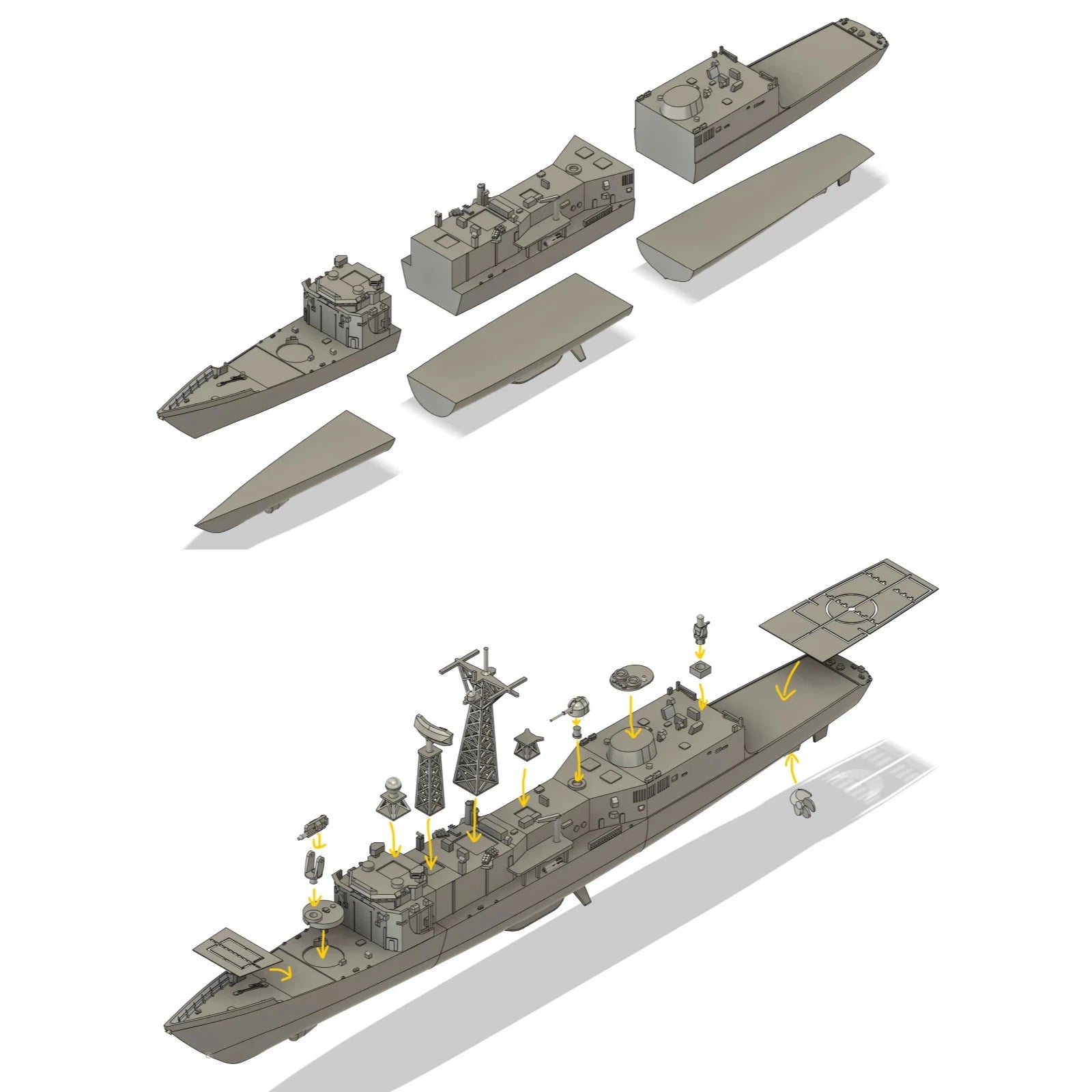 1/350 USS OLIVER HAZARD PERRY Guided Missile Frigate Model Kit Unassembled 07FC0E-D4 - KOEEK