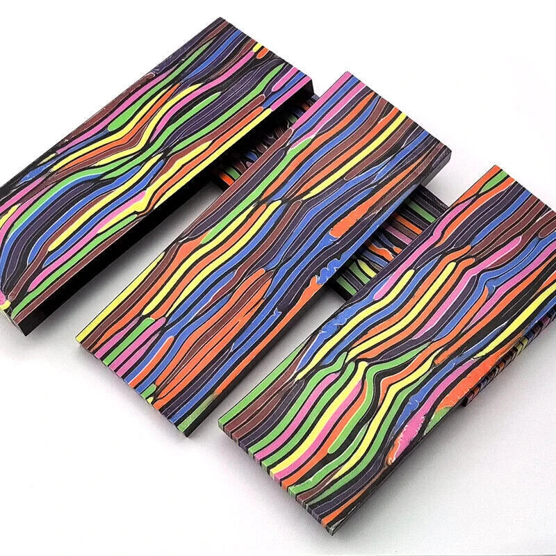 2 PCS Rainbow G10 Composite Knife Handle Scales Blanks Damascus Pattern DIY EDC 07FC0E-D4 - KOEEK