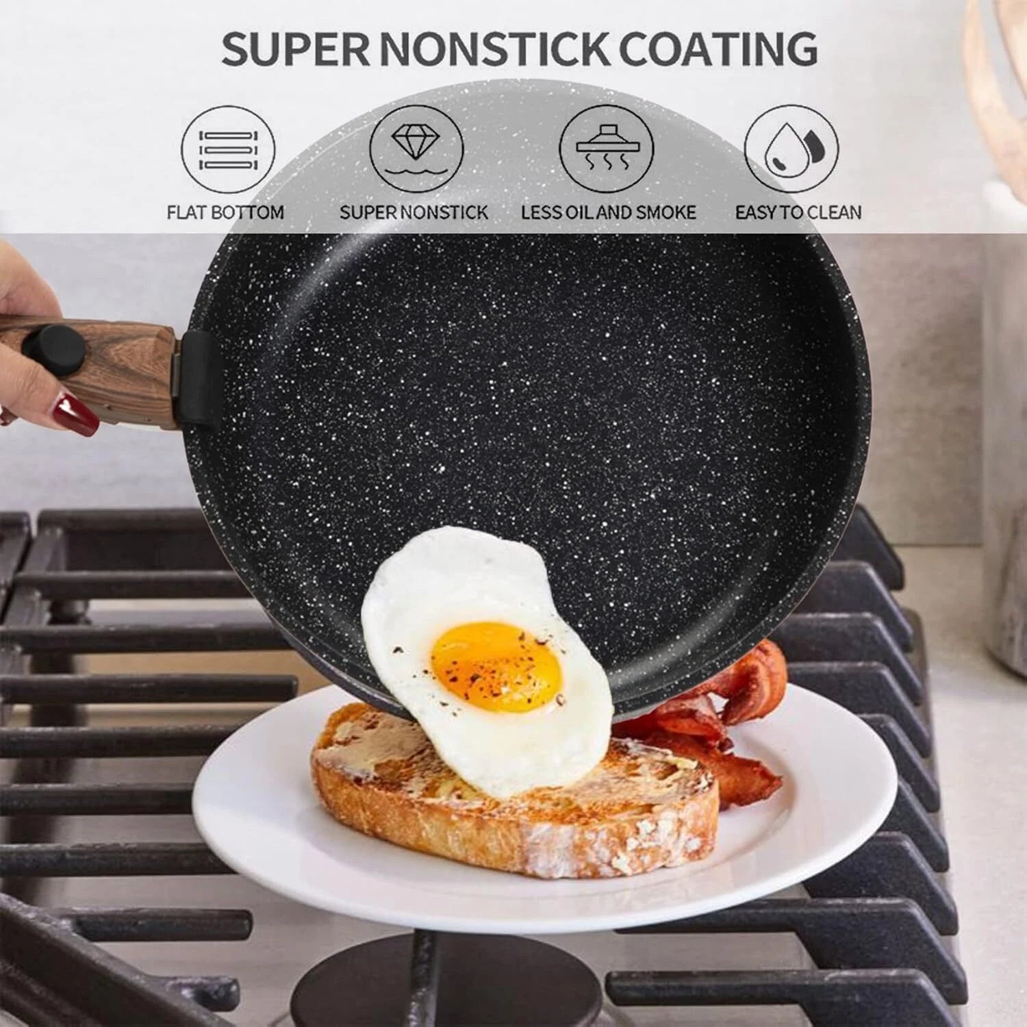 Induction Cookware Set with Removable Handles - 10 Piece Nonstick Cookware Set 07FC0E-D4 - KOEEK