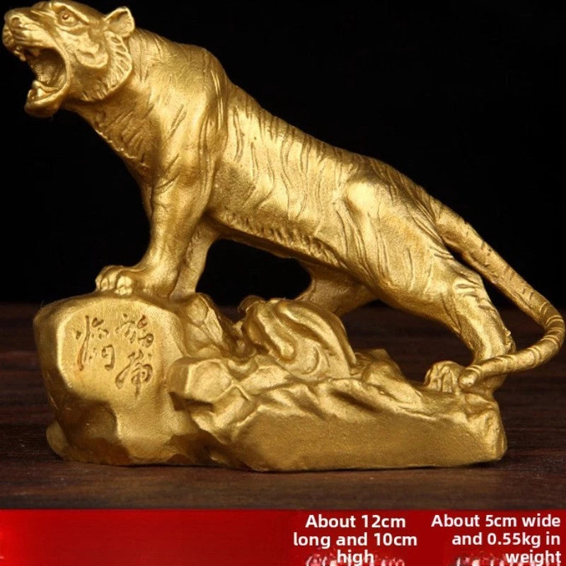 12cm Chinese Retro Copper Auspicious Tiger Household Ornament Handicraft 07FC0E-D4 - KOEEK