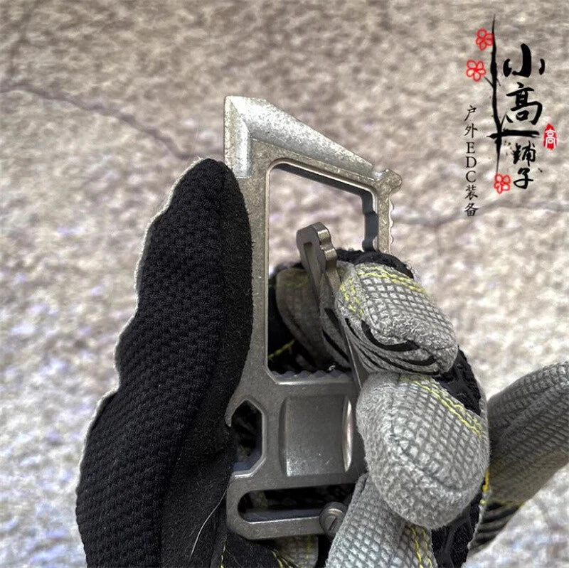 Outdoor EDC Camping Multi Tool TC4 Titanium Alloy Keychain Carabiner Crowbar Toy 07FC0E-D4 - KOEEK