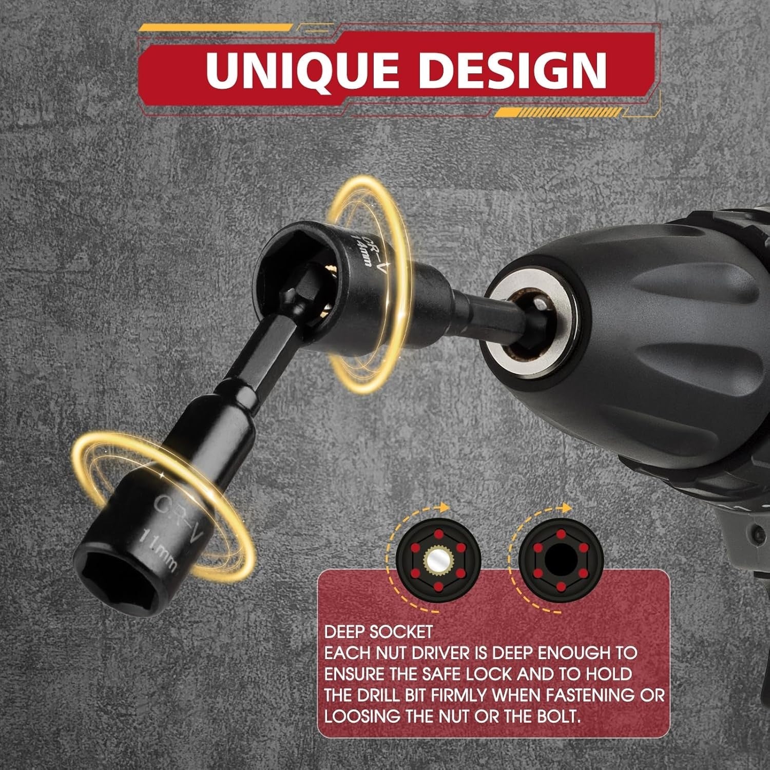 new 12-Piece Magnetic Nut Driver Set, Premium CR-V Steel Impact Set 07FC0E-D4 - KOEEK