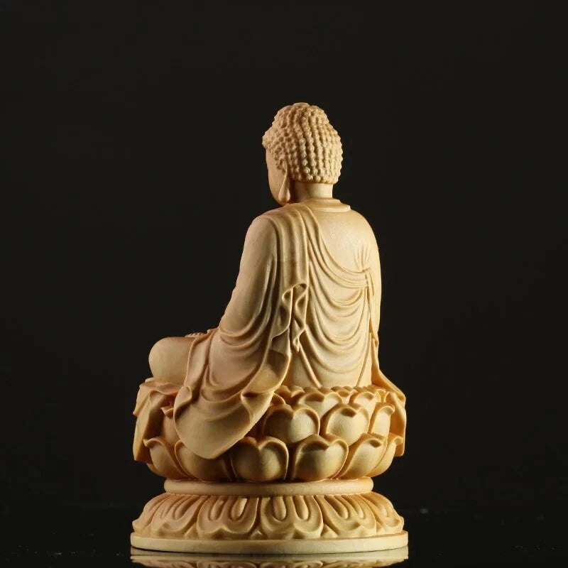 9cm Japan Buddha Statue Shakyamuni Wood Sculpture Buddha Dharma Solid Buddhism 07FC0E-D4 - KOEEK