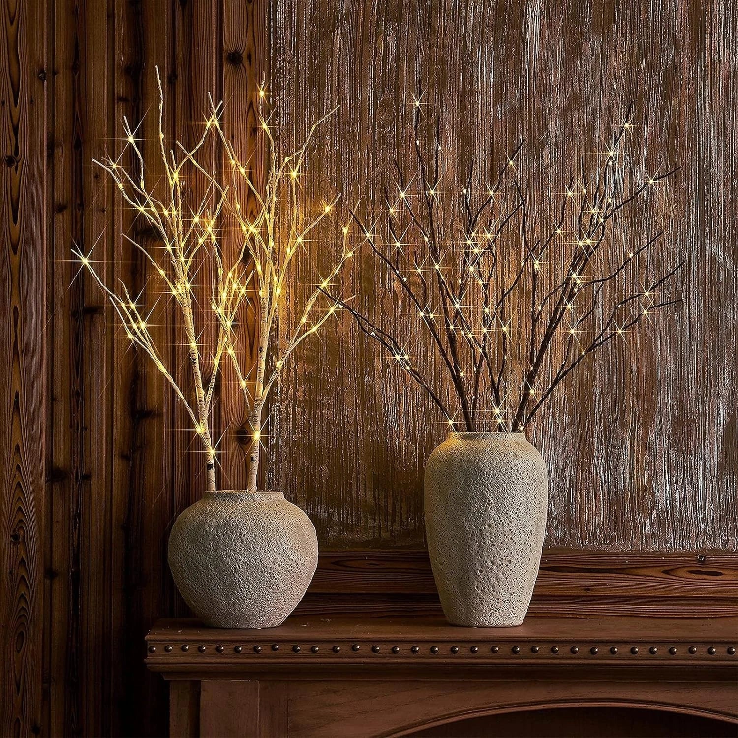 Light Brown Tree Branch 32 Inches 100 LED Light Strip with Timer 07FC0E-D4 - KOEEK