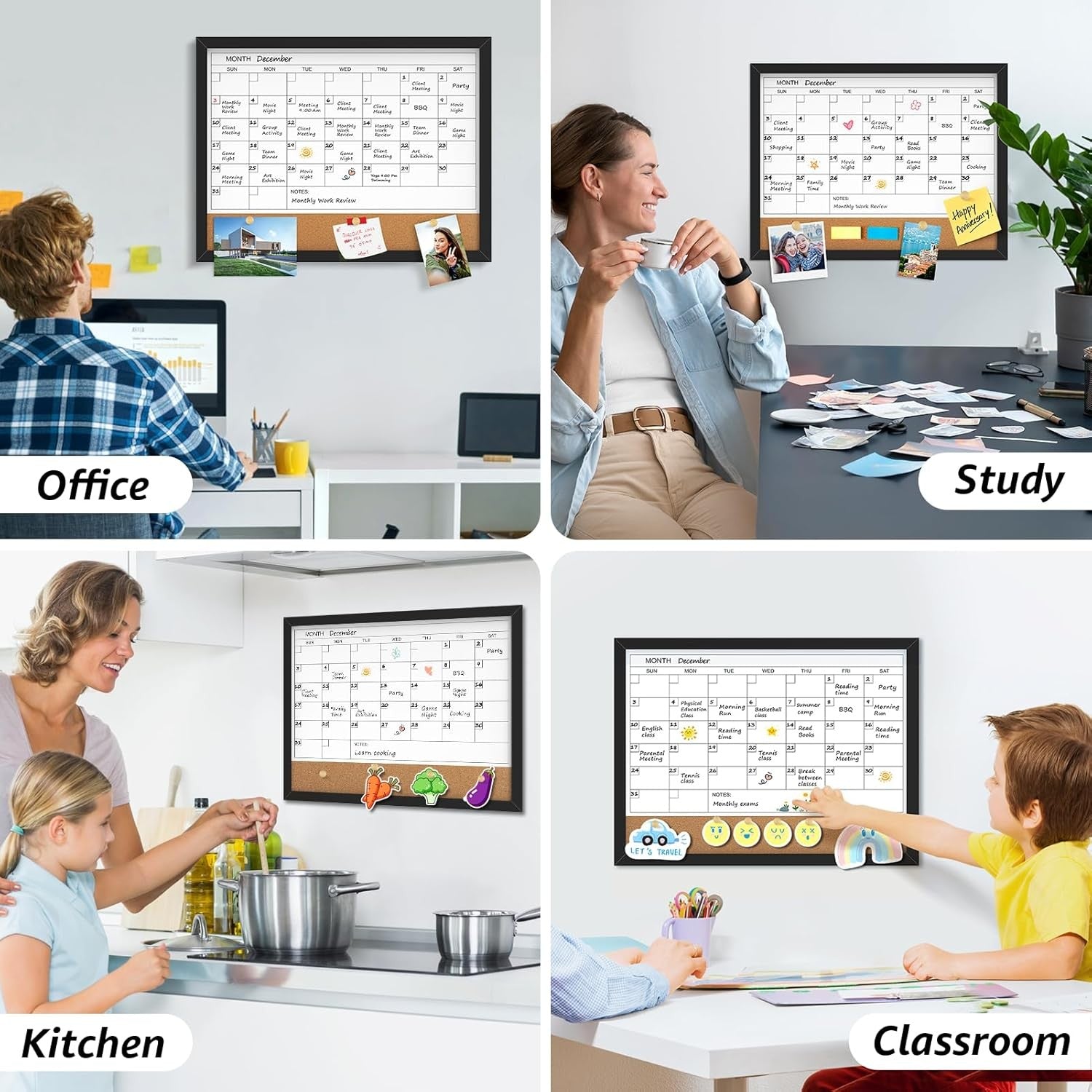new MaxGear Dry Erase Board Calendar Whiteboard for Wall, 17” 13"W x 17"H, Black MAXGEAR - KOEEK