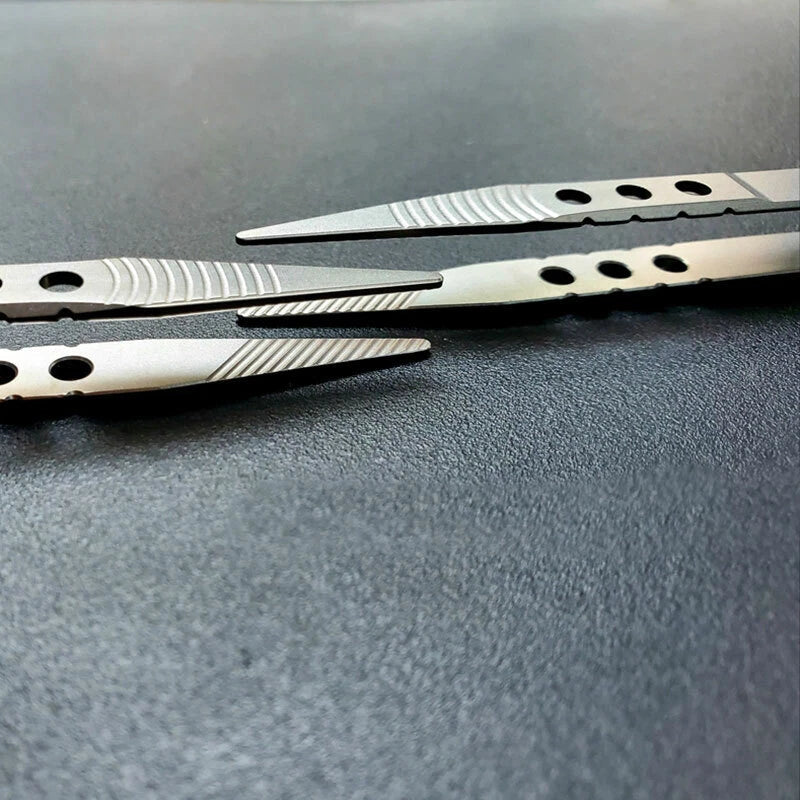 Titanium Alloy Tweezers Anti-static Corrosion Resistance Pocket Clamp EDC Tool 07FC0E-D4 - KOEEK