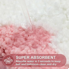 Scalloped Pink Bathroom Rugs Non Slip Washable, Quick Dry Absorbent Soft Plush 07FC0E-D4 - KOEEK