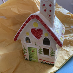 Anthropologie Nathalie Lete Holiday Village House Peach Tea Light Cottage NWT ANTHROPOLOGIE - KOEEK