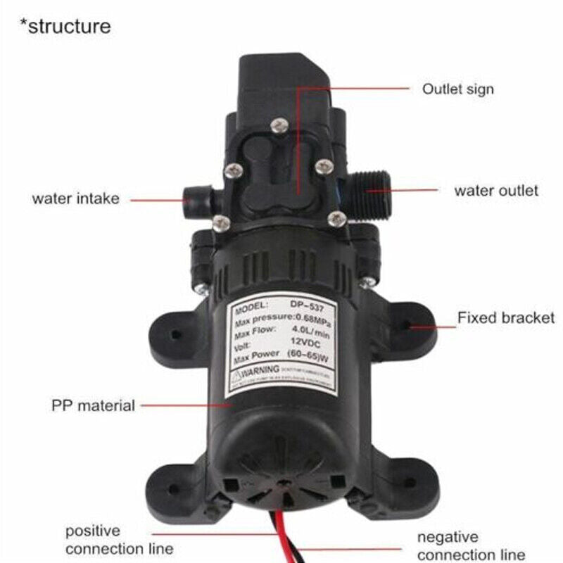 ny 12V 5,5 GPM 130PSI vanntrykkmembran Selvsugende Marine Caravan RV pumpe