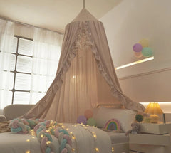 Bed Canopy for Girls,Ruffled Canopy Bed Curtains Kids Canopy for Girls Room 07FC0E-D4 - KOEEK