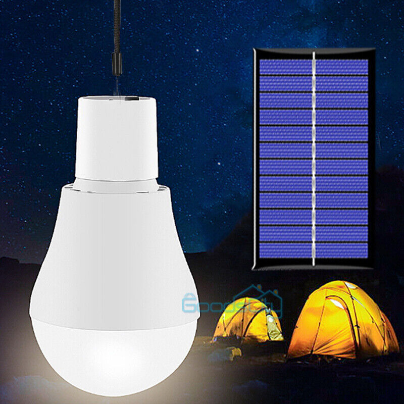 ny Bright Solar Panel Powered LED Lights Pære Lys Telt Lampe Camping Ude/Indendørs