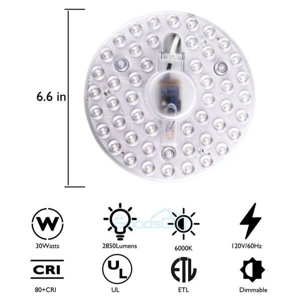 ny 6,6" LED-motor ettermonteringspære 24W 6500LM lampe for takviftelysbytte