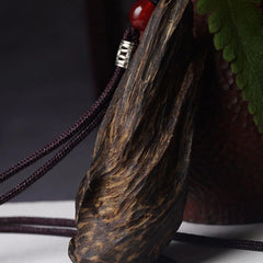 Vietnam Agarwood Pendant Natural Black Ky Nam Old Wood Carved Necklace 07FC0E-D4 - KOEEK