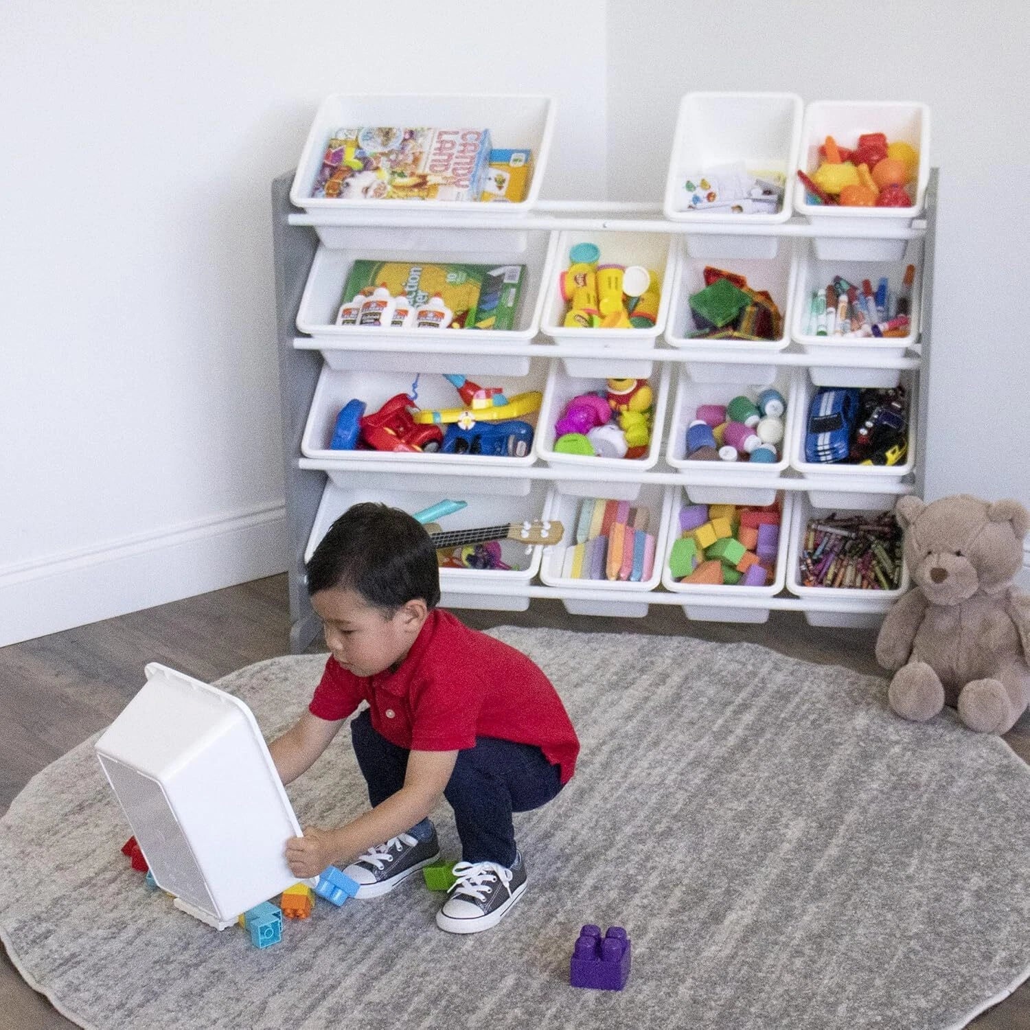 Extra Large Wooden Toy Organizer, Extra Large, Gray/White 07FC0E-D4 - KOEEK