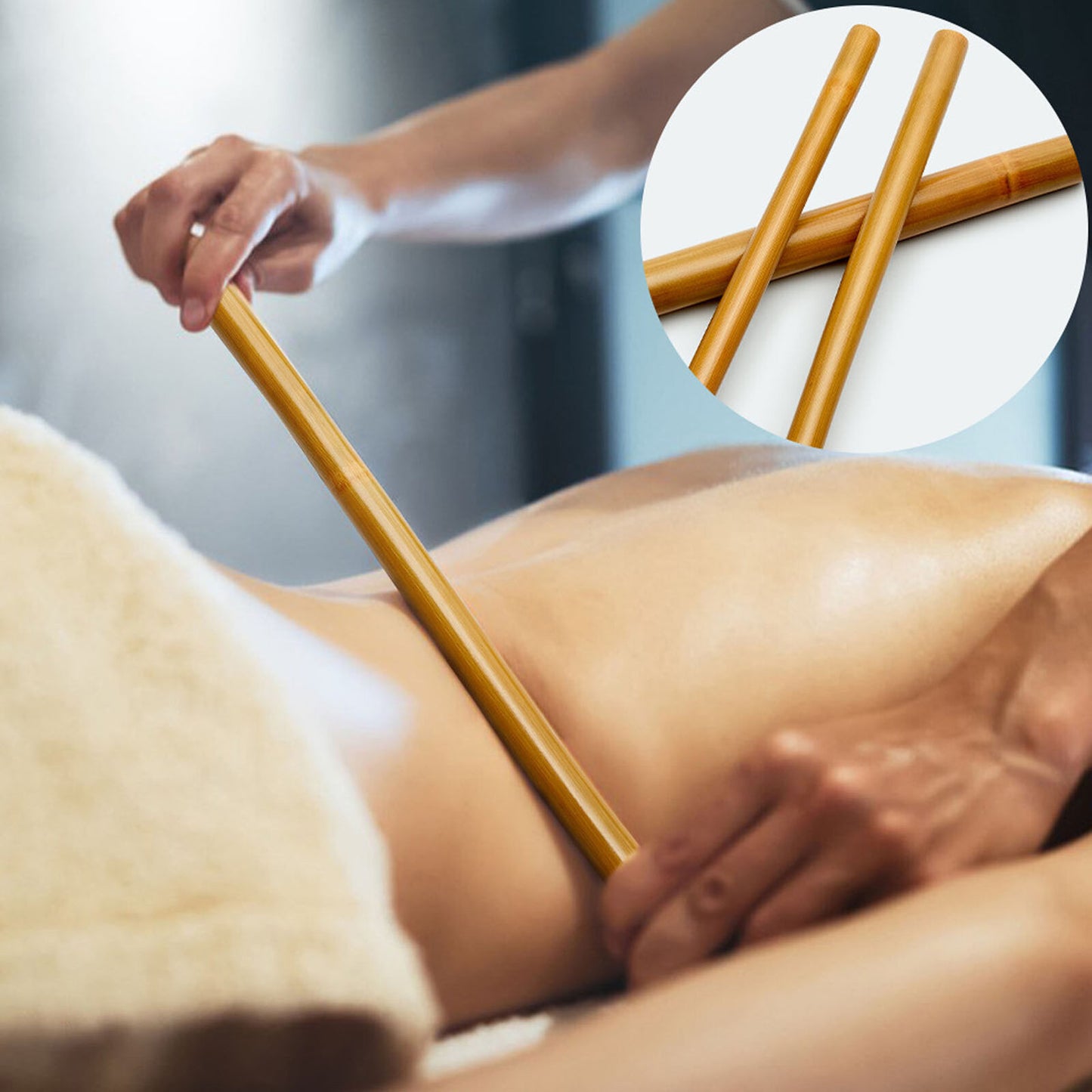 new (42cm Length)Bamboo Massage Stick For Muscle Massage Excess Fat Removal Fine koeek - KOEEK