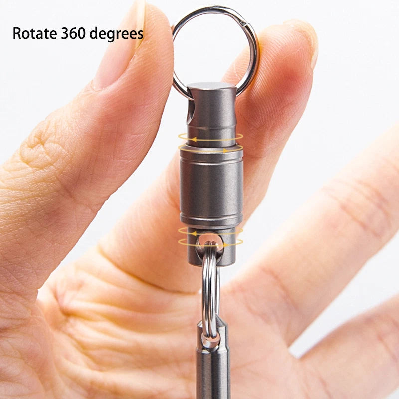 Titanium Alloy 360 Degree Quick Release Hanging Buckle Elastic Keychain Key Ring 07FC0E-D4 - KOEEK