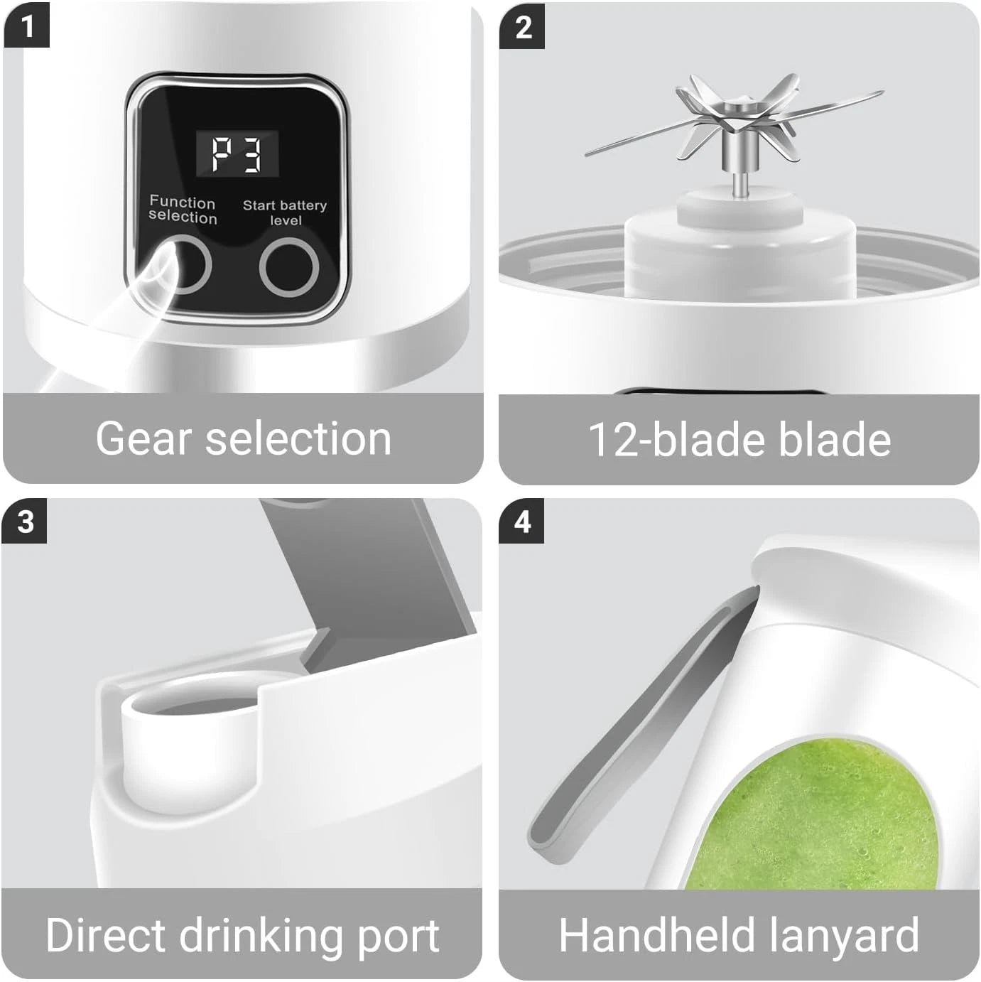Portable Personal Electric USB Juicer, 500ml Mini Blender 07FC0E-D4 - KOEEK