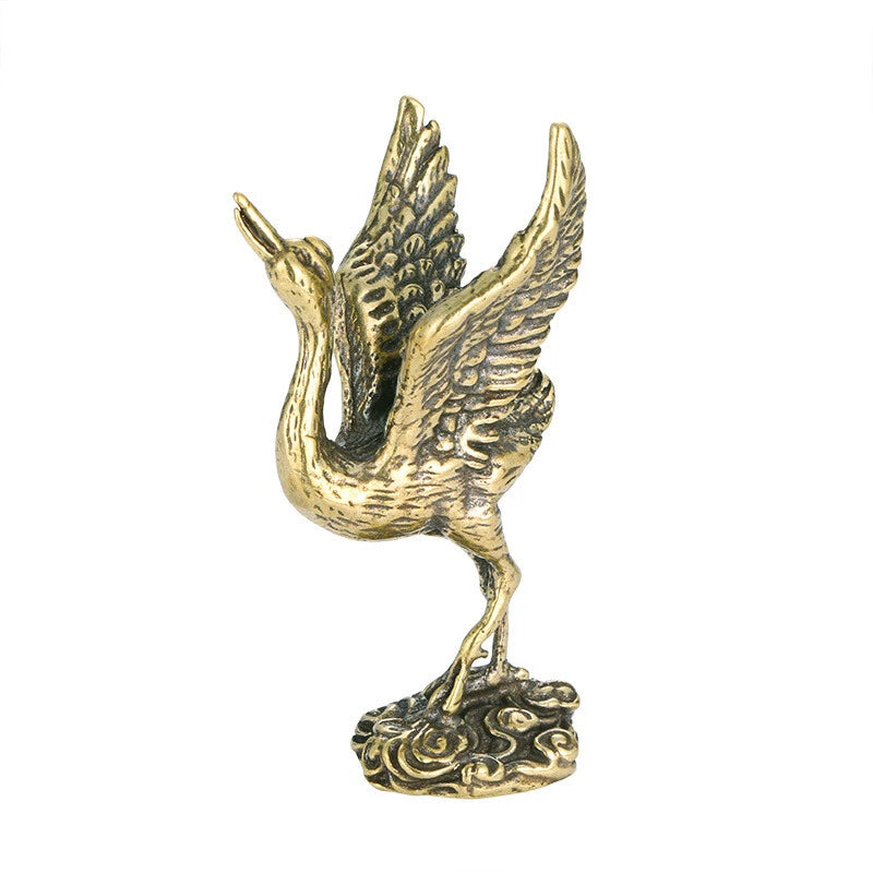 Solid Brass Crane Figurine Small Statue Home Ornament Figurines Animal Gifts Toy 07FC0E-D4 - KOEEK