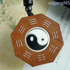 Sandalwood Handmade Carve Pendant Taoism Accessories Chinese Tai Chi Decoration 07FC0E-D4 - KOEEK