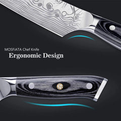 8-Inch Ultra-Sharp Professional Chef's Knife with Finger Guard and Sharpener 07FC0E-D4 - KOEEK