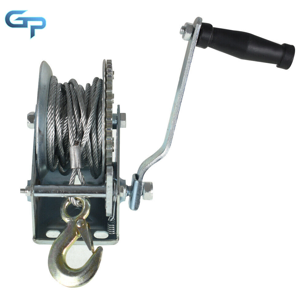 Silvery 1600lbs Two-Way Adjustable Hand Winch Boat Winch With 5.0mm x 10m Rope