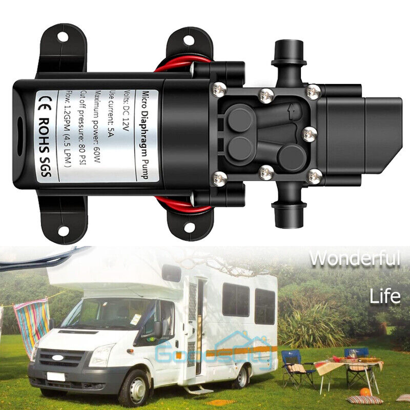 ny 12V 130PSI vannpumpe trykkmembran selvsugende pumpe for bobil båt campingvogn