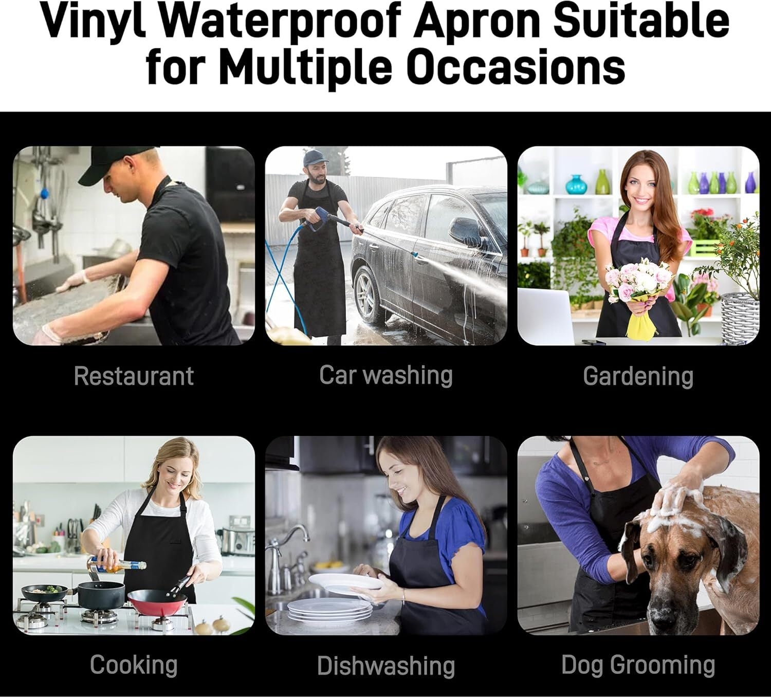 new Waterproof Apron with Comfortable Adjustable Bib Rubber Vinyl Black 07FC0E-D4 - KOEEK