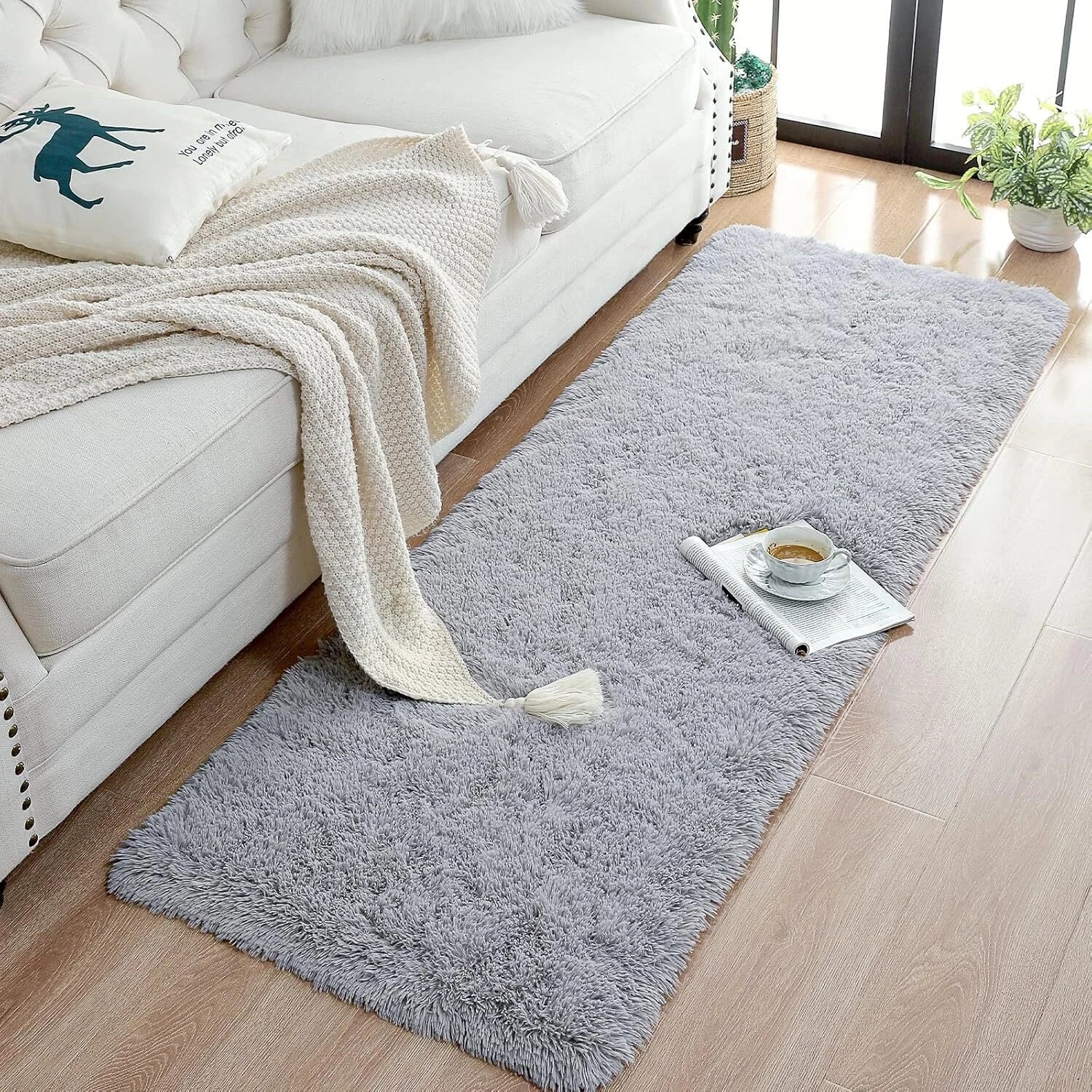 Soft Runner Rugs for Bedroom Living Room Plush Fluffy Rug 2x6 Feet, Shag Furry 07FC0E-D4 - KOEEK