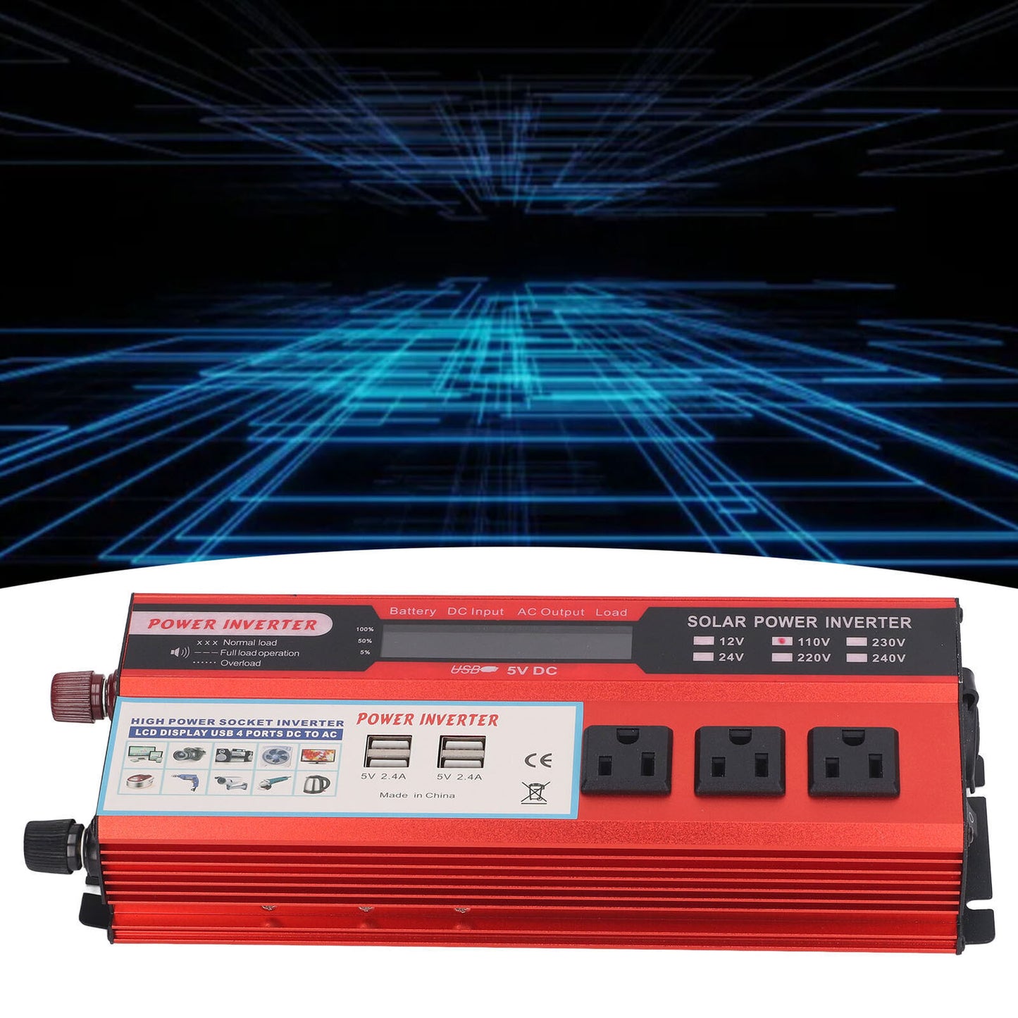 new 2000W Modified Sine  Car Inverter 4USB Ports LCD Digital Display Inverter US koeek - KOEEK