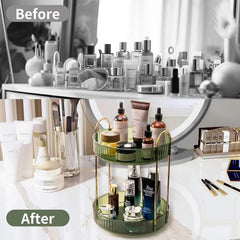 360 Rotating Makeup Organizer,2 Tier Large Capacity Cosmetics Organizers 07FC0E-D4 - KOEEK