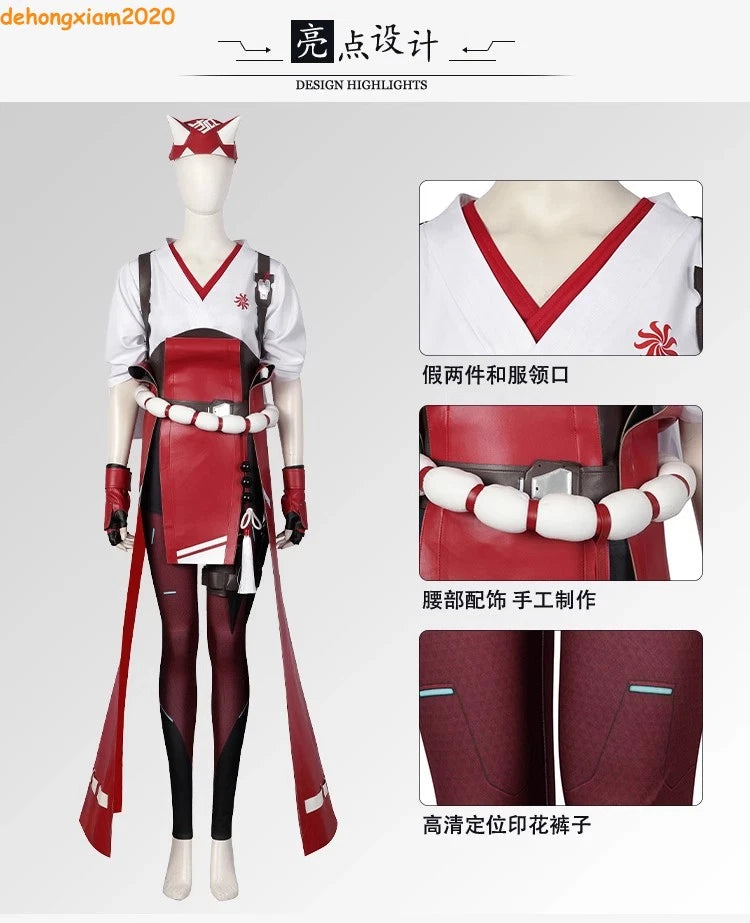 OW OVERWATCH2 Kiriko Costume Girls Top Pants Mask Outfit Cosplay Prop Halloween 07FC0E-D4 - KOEEK