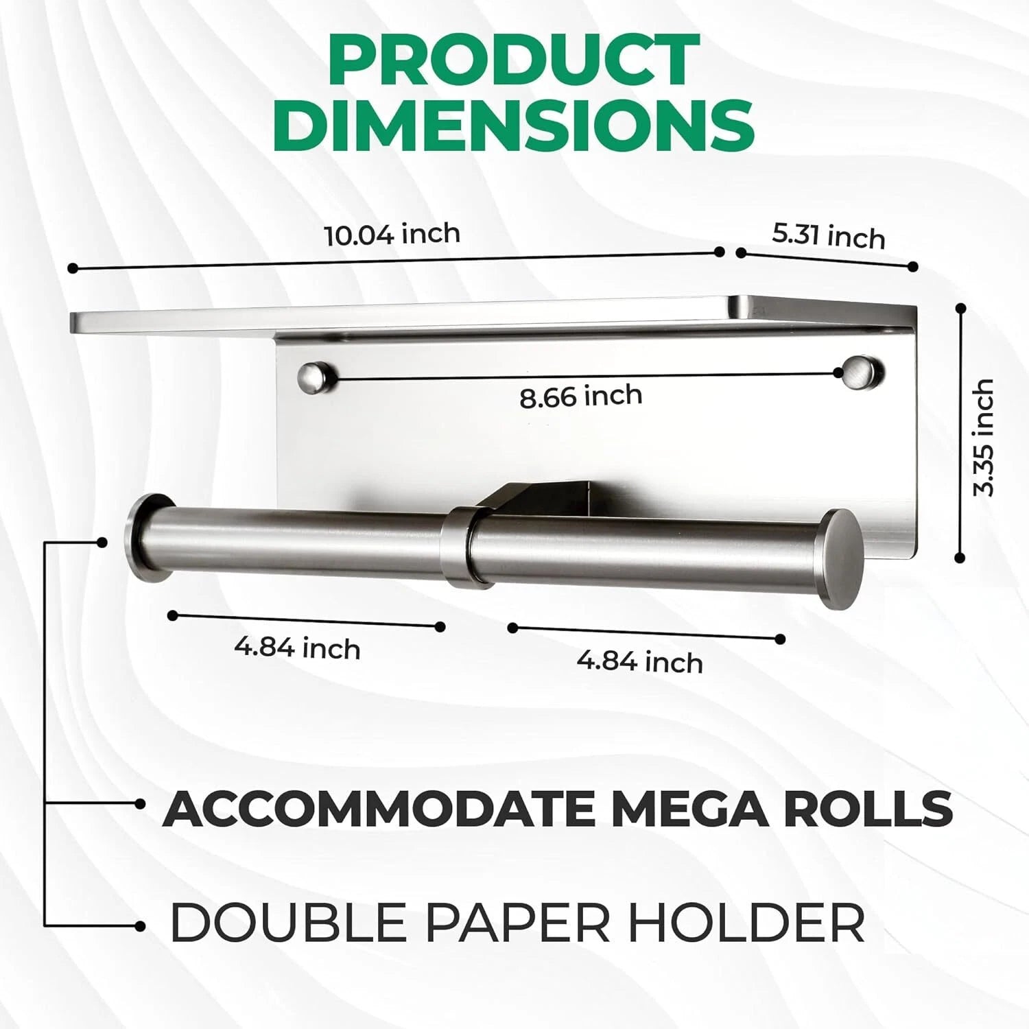 Toilet Paper Holder -Aluminum Double Roll Toilet Paper Holder, 3M Self-Adhesive 07FC0E-D4 - KOEEK