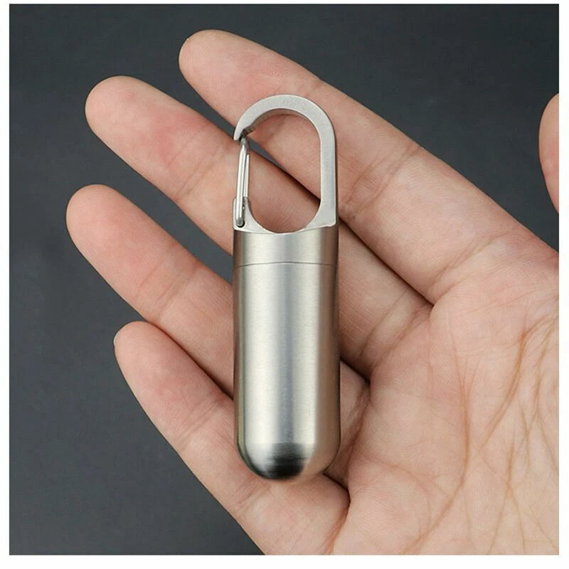 Titanium Keychain Waterproof Box Integrated Medicine Pill Box EDC Survival Boxes 07FC0E-D4 - KOEEK