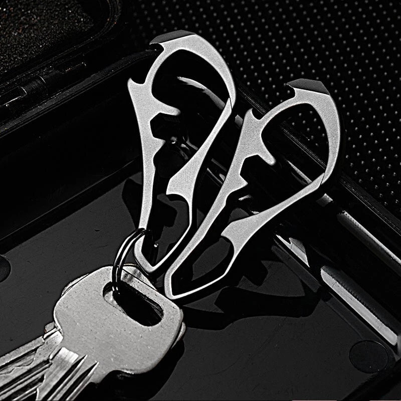 EDC Titanium Alloy Keychain Carabiner Waist Fast Hanging Buckle Bottle Opener 07FC0E-D4 - KOEEK