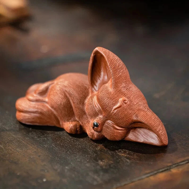 Yixing Purple Clay Sculpture Tea Pet  Fox  Animal Tea Figurine Home Tea Set 07FC0E-D4 - KOEEK