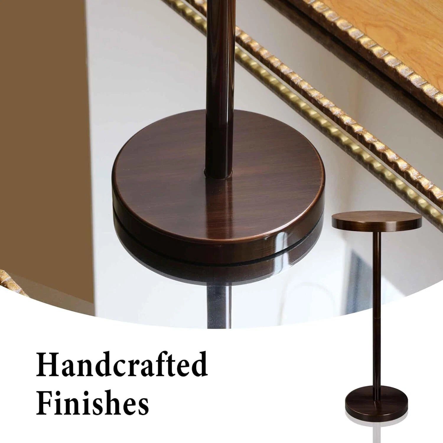 Pedestal Side Table,Beverage Table,Small Round Side Table,Martini Table, Brown 07FC0E-D4 - KOEEK