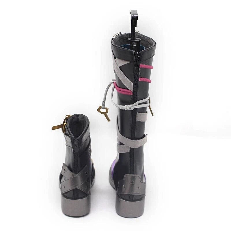 Arcane LOL League of Legends Jinx Cosplay Long Boots Zipper Flat Shoes Cosplay 07FC0E-D4 - KOEEK