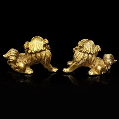 Solid Copper Lion Pair Feng Shui Wealth Guardian Statues Home Car Decor 07FC0E-D4 - KOEEK