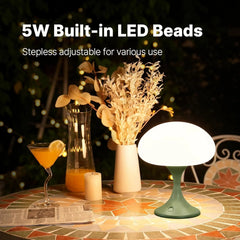 Mushroom Lamp, 5 Watt LED Cordless Rechargeable Table Lamp, Green 07FC0E-D4 - KOEEK