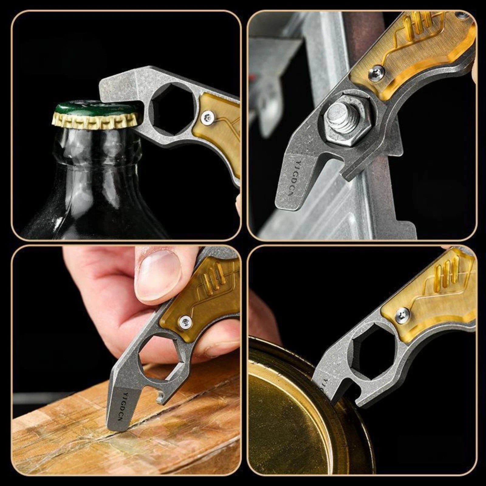 Titanium Alloy EDC Pry Bar Multi Tool Bottle Opener Wrench Outdoor Camping Tool 07FC0E-D4 - KOEEK