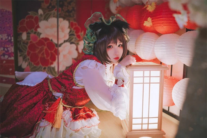 Customized TouHou Project Chen Cosplay Costume Maid Dress Ears Tail Lolita 07FC0E-D4 - KOEEK