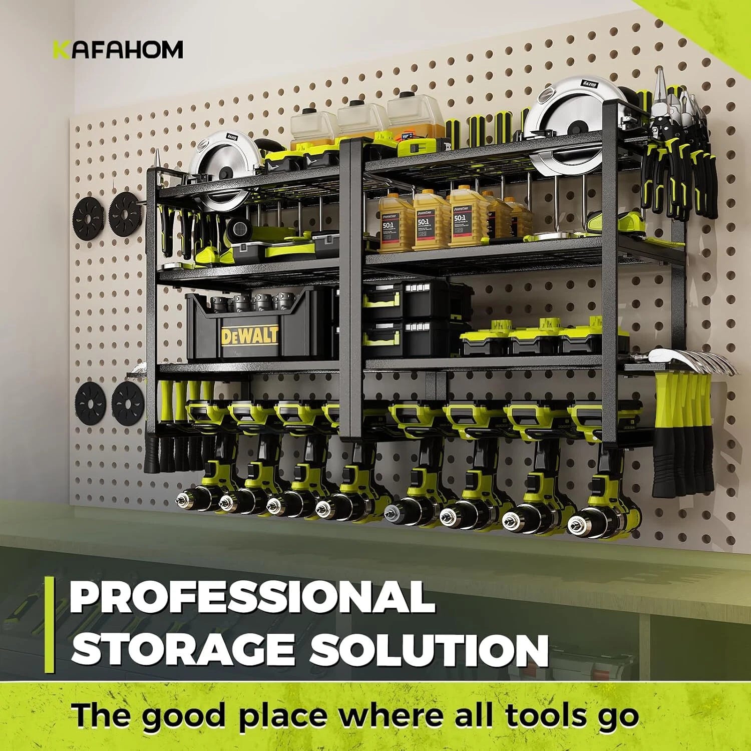 Power Tool Organizer, 8 Drill Racks Wall Mounted, 4 Tier Garage Tool Organizer 07FC0E-D4 - KOEEK