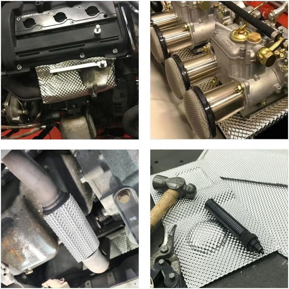 new Embossed Aluminum Heat Shield Automotive High Temp Thermal Barrier Exhaust...